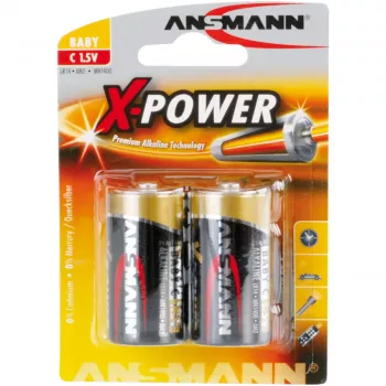 Pila alcalina ANSMANN X-Power, (C), pack de 2 (5015623), 7500mAh