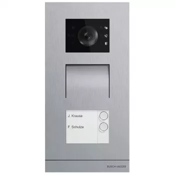Portero automático de vídeo Busch-Jaeger A21381P2-S-03 — estación exterior de acero inoxidable, botones, 135×29×277 mm, Plata