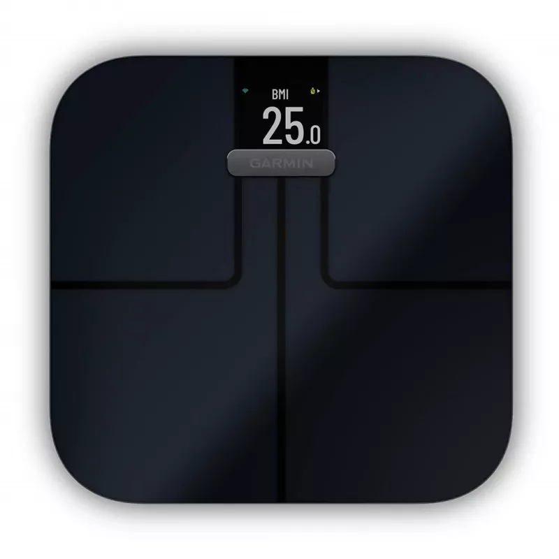 Báscula de personas electrónica GARMIN Index S2 — negra, máx. 181,4 kg, Wi-Fi/Bluetooth, composición corporal