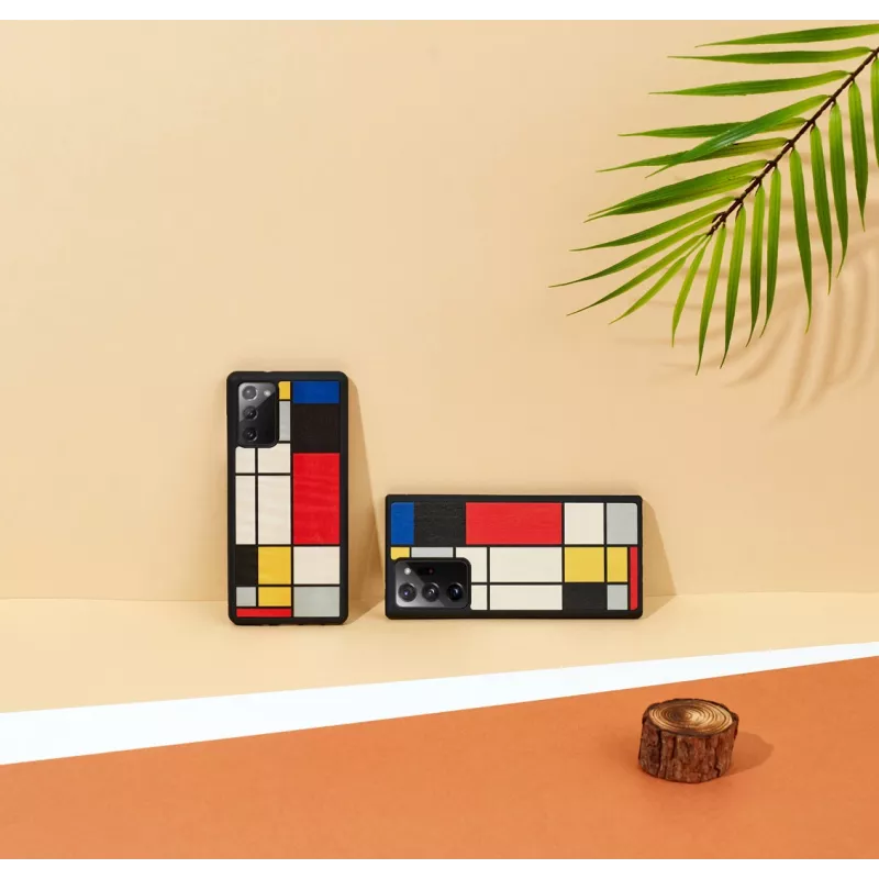 Funda protectora de madera Man and Wood Galaxy Note 20 Mondrian Wood negro