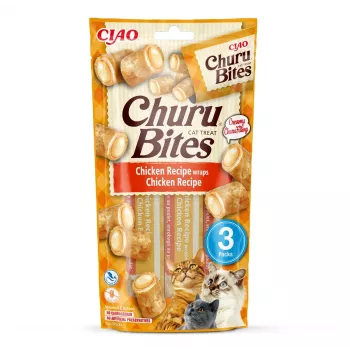 INABA Churu Bites Enrollados con receta de pollo – Snacks para gatos – 3x10 g