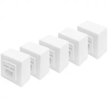 Toma de datos CAT.6A, superficie, apantallada, 2x RJ-45 LSA (blanco, 5 unidades, clase E)