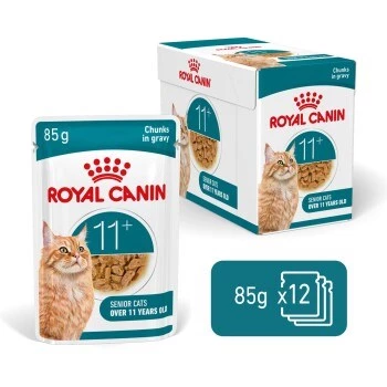 Comida húmeda para gatos Royal Canin FHN Ageing 11+ Gravy 12×85 g – comida húmeda completa para senior en bandejas