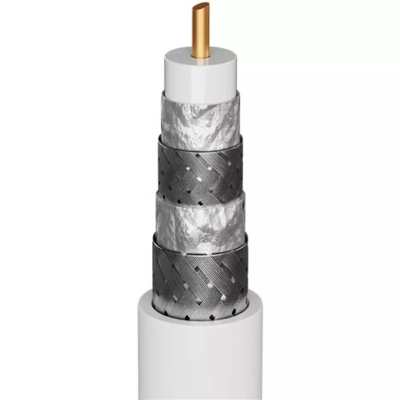 Goobay Cable de antena de TV (tipo 135 dB), con 4 capas de blindaje, 10 m, negro – chapado en oro, hembra coaxial > macho coaxial (70389)