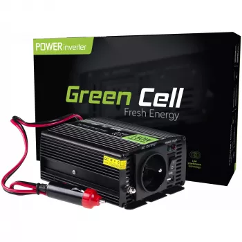 Adaptador inversor verde Cell INV06 12V a 230V 150W 50Hz conector Type-C macho, 85% de eficiencia, negro