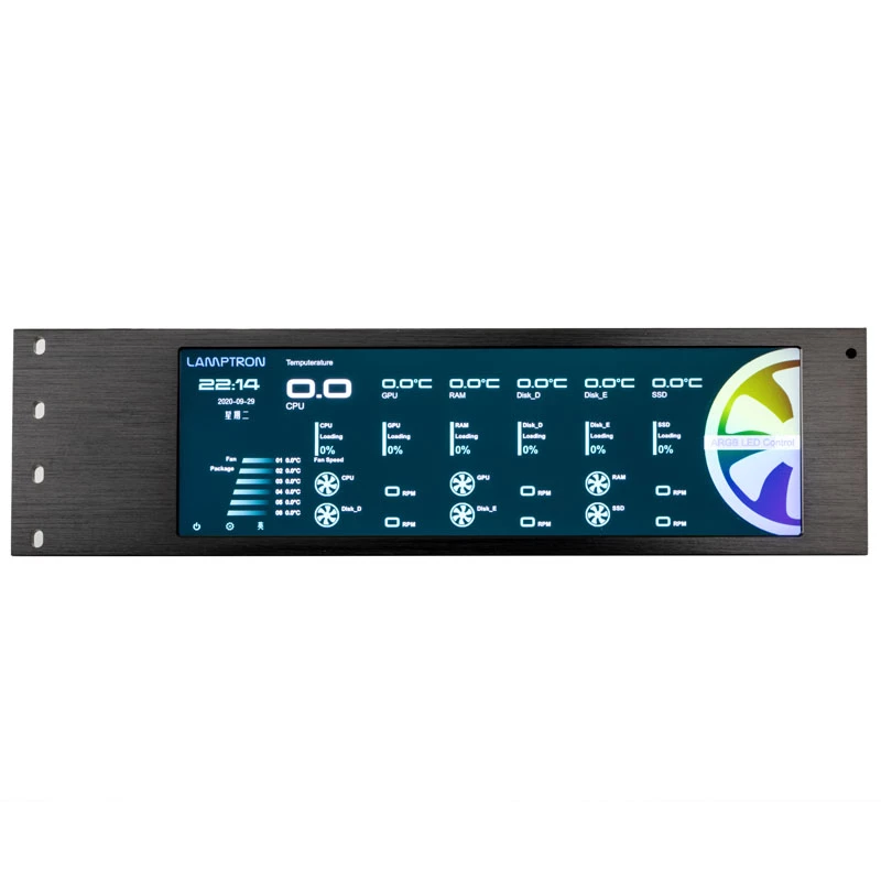 Lamptron CU135 controlador de ventiladores + controlador RGB con pantalla, ARGB - Negro