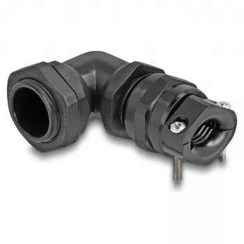 Prensaestopas DeLOCK 90° en ángulo PG16 negro con alivio de tracción