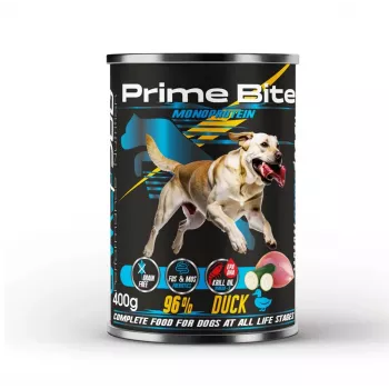 PRIME BITE Monoprotein pato con calabacín - comida húmeda para perros - 400 g