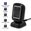 Lector de códigos de barras fijo 1D/2D QOLTEC 50864, sensor LED, USB (con cable), negro, 145×85×80 mm