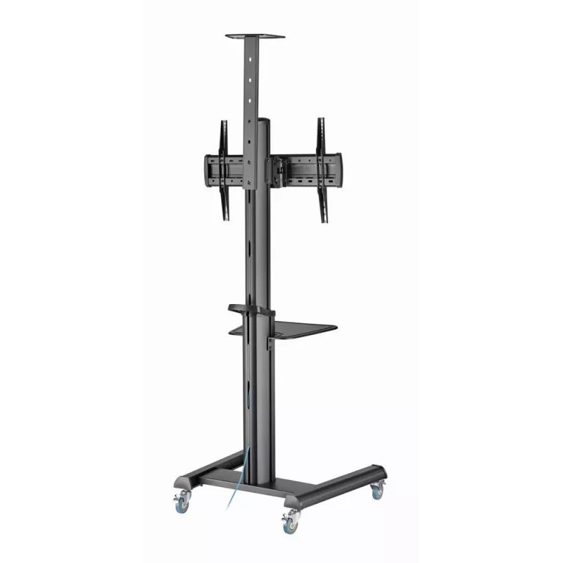Soporte de TV de suelo Gembird TVS-70T-02 para pantallas de 37 inch-70 inch, máx. 70 kg, VESA 200x200-600x400, inclinable ±5°/-12°, altura ajustable, ruedas, gestión de cables