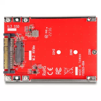 Conversor DeLOCK de 2,5 pulgadas U.3 SFF-8639 a M.2 NVMe Key M 7 mm rojo