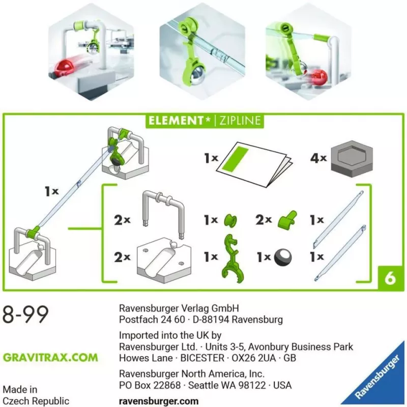 Ravensburger GraviTrax Elemento Zipline accesorio para juguete de actividad y habilidad (27472)