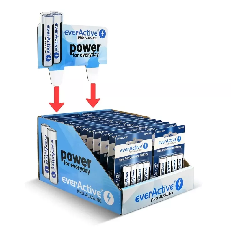 Pilas alcalinas everActive LR64BLPADIS — 96 unidades, tamaño AA