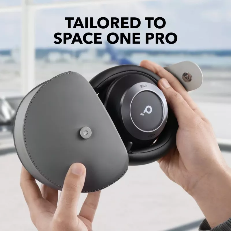 Funda para auriculares Anker Soundcore Space One Pro con botones metálicos magnéticos, gris