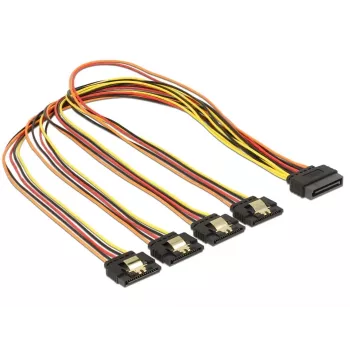 Cable SATA DeLOCK 60158 0,5m SATA 15 pines 4 x SATA 15 pines multicolor