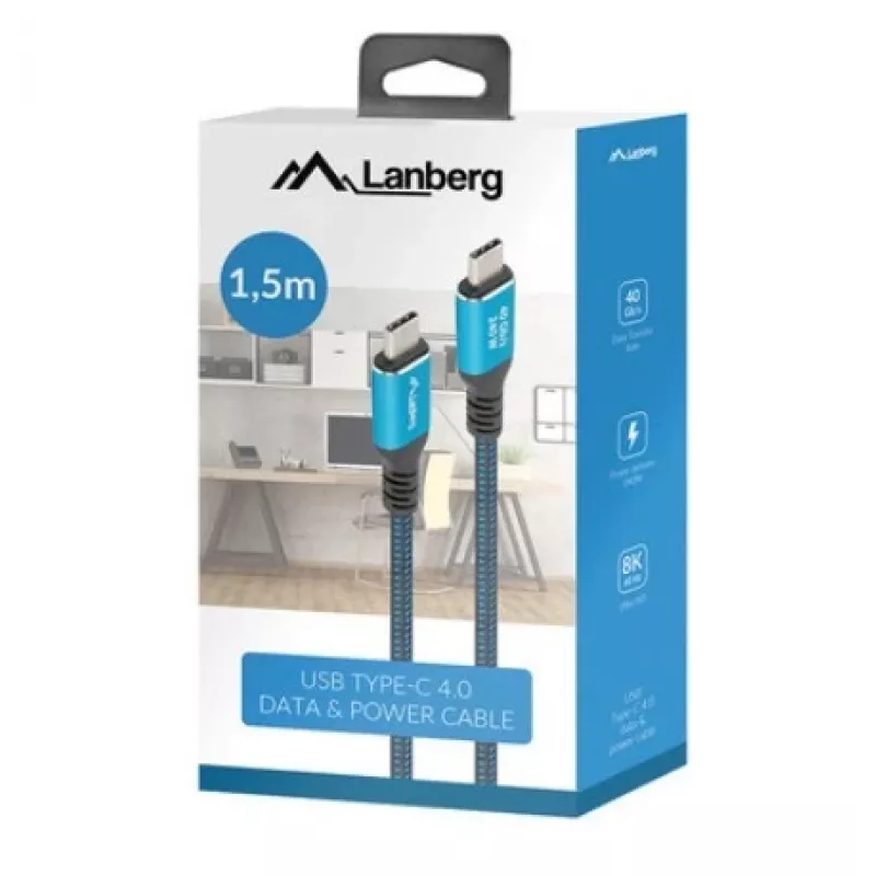 Cable USB-C M/M USB4 1,5M 240W 60Hz Negro-Azul