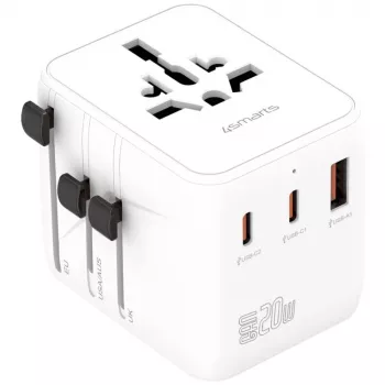 Adaptador de viaje 20W GaN Nomad 2xUSB-C + 1xA