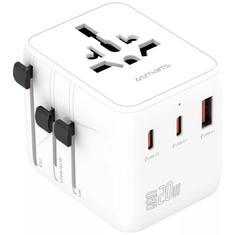 Adaptador de viaje 20W GaN Nomad 2xUSB-C + 1xA