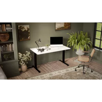 Escritorio con regulación eléctrica de altura cama meble MOON LONG 150x80 72–120 cm negro/blanco