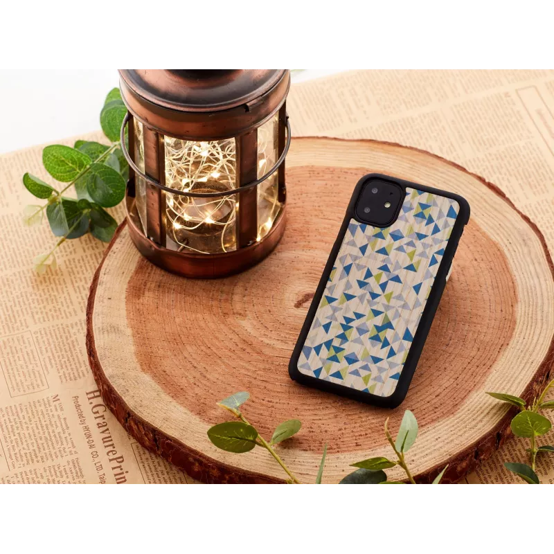 Funda para móvil man and wood para iPhone 11 — triángulo azul sobre negro, carcasa rígida protectora