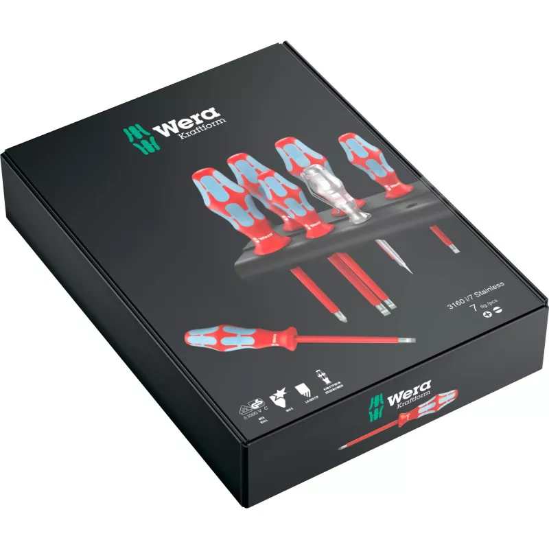 Wera 3160 i/7 Rack 05022728001 Juego de destornilladores VDE 7 pzas. punta plana/Phillips-PH (05022728001)