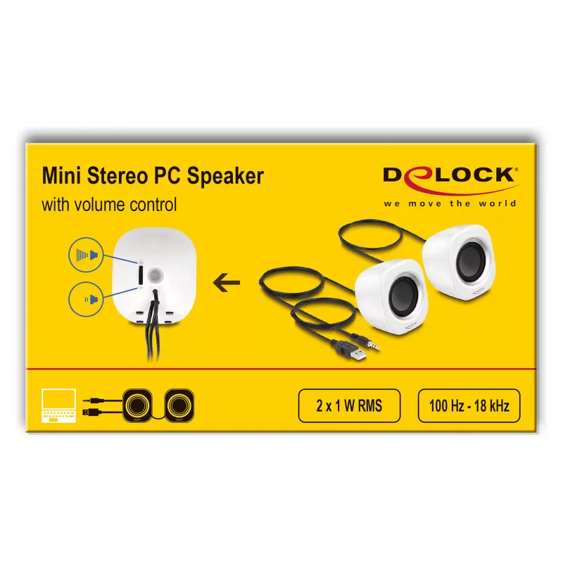 Altavoz DELOCK mini estéreo 27008, 2W