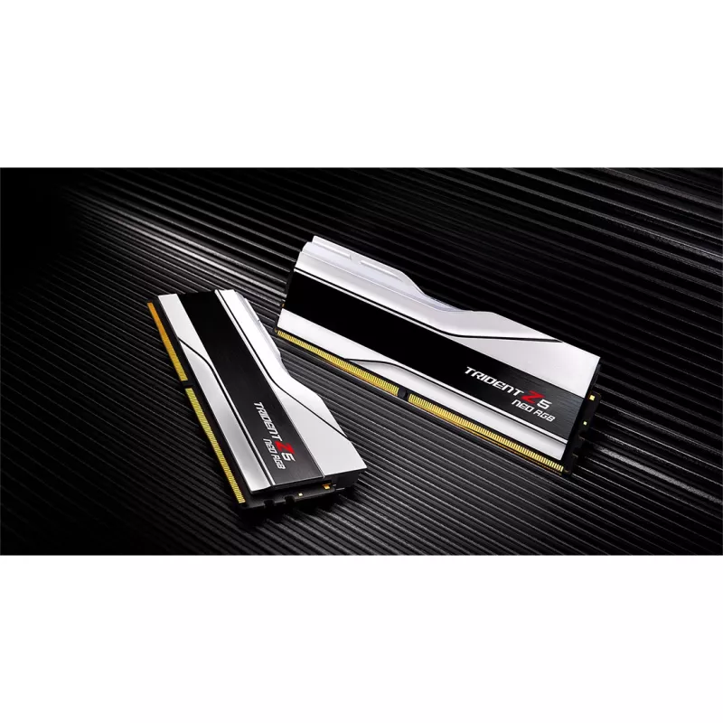 DIMM 32 GB DDR5-6400 (2x 16 GB) kit dual, memoria RAM blanca, F5-6400J3239G16GX2-TZ5NRW, Trident Z5 NEO RGB, AMD EXPO