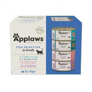 APPLAWS Fish Selection multipack en caldo - alimento húmedo para gatos - 12x70g