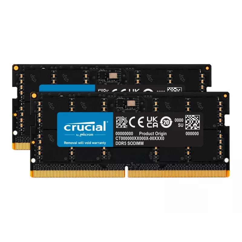 SO-DIMM 64 GB DDR5-4800 (2x 32 GB) kit dual, memoria RAM negra, CT2K32G48C40S5