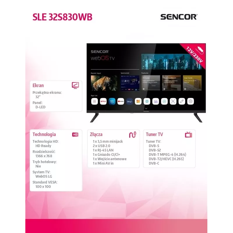 Televisor SENCOR SLE 32S830WB 32