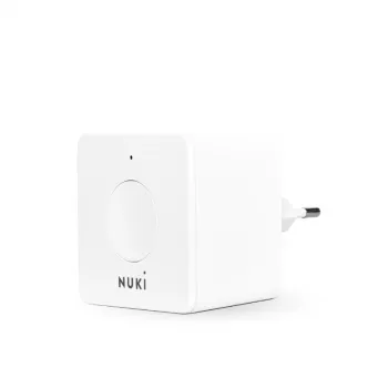 Amplificador de señal inalámbrico para smart home NUKI Bridge — Bluetooth/WLAN, 230V, alcance hasta 10 m, 60×60×50 mm, Blanco