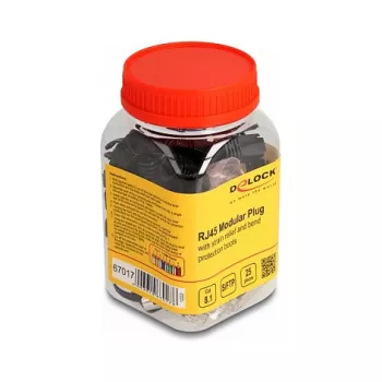Conectores modulares RJ45 DeLOCK Cat.8.1 set de 25 uds. con alivio de tracción