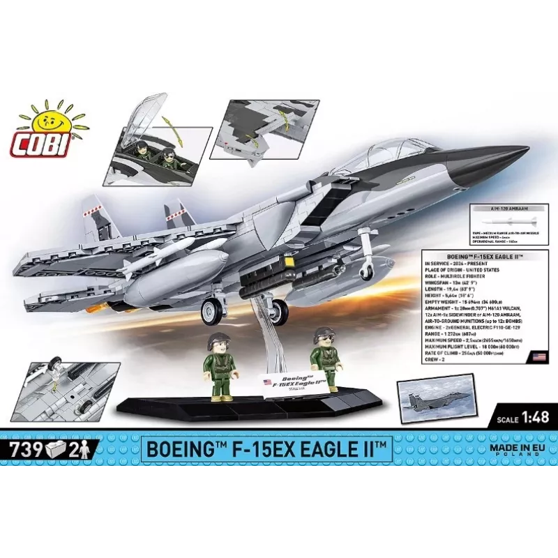 Bloques de construcción Cobi Boeing F-15EX Eagle II set de modelo COIB-5900, kit de escala coleccionable