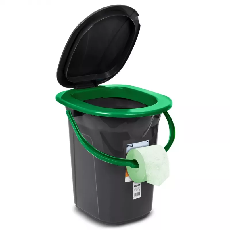 GreenBlue GB320BG inodoro portátil de camping tipo cubo, negro/verde