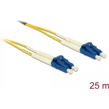Cable de fibra óptica DELOCK 80158 OS2 25 m, 2x LC a 2x LC, 9 µm, dúplex completo, amarillo/azul