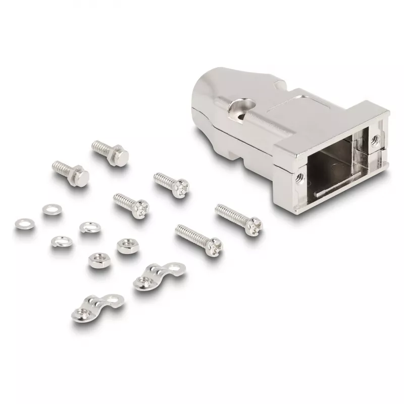 DeLOCK 67029 carcasa D-Sub para conector macho / hembra de 9 pines con alivio de tensión, aleación de zinc