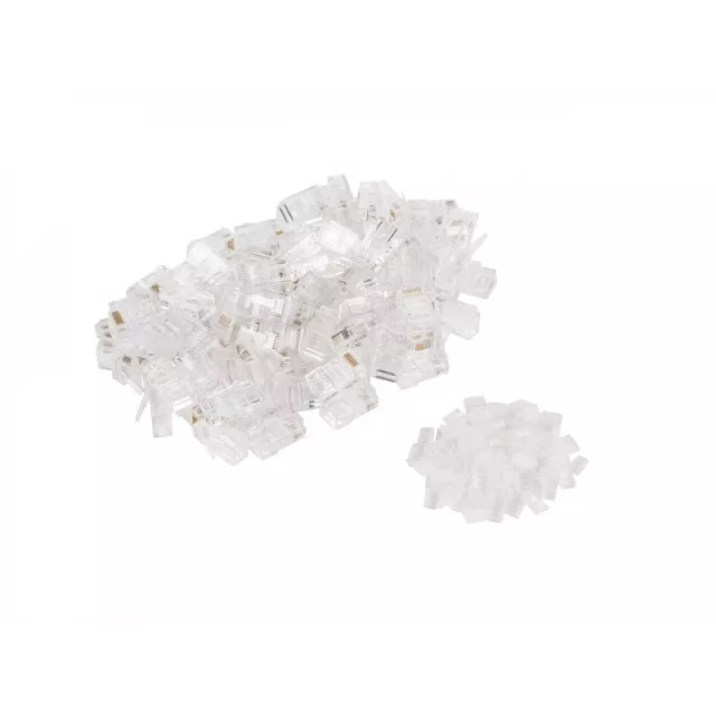 Conector macho RJ-45 LANBERG PLU-6000 para cable Cat6 U/UTP, transparente/blanco, pack de 100