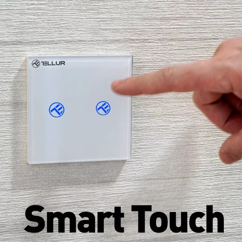 Interruptor WiFi inteligente Tellur SS2N — 2 puertos, 1800 W en total, 10 A por canal