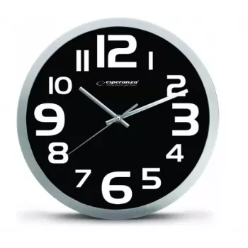 Reloj de pared Esperanza EHC013K Zurich negro, reloj de cuarzo ovalado negro, blanco