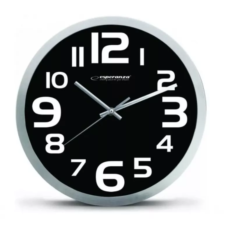 Reloj de pared Esperanza EHC013K Zurich negro, reloj de cuarzo ovalado negro, blanco