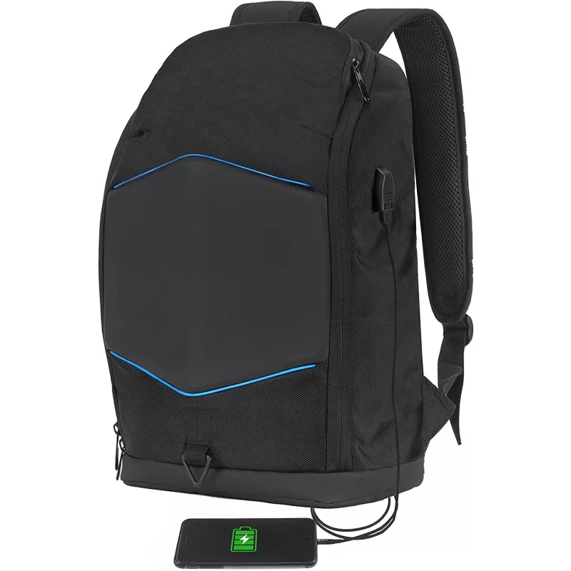 Mochila para portátil Tellur TLL611282 con puerto USB y franja luminosa, negra