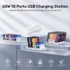 Estación de carga Unitek 10X USB 2.4A 60W blanco