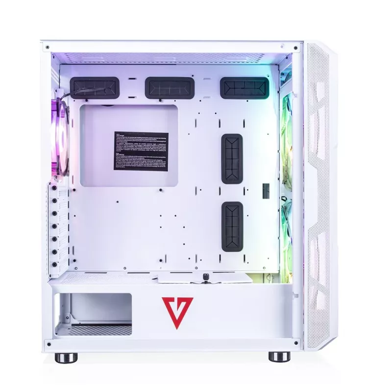 Caja de PC MODECOM AMIRANI ARGB Midi Tower blanca — ATX/ITX, GPU 35 cm, disipador de CPU 16,5 cm, 2 ventiladores de 200 mm