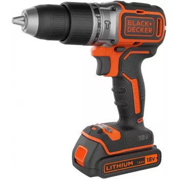 Taladro con empuñadura de pistola Black & Decker BCD383D2XK-QW 18 V, 2 Ah x2, portabrocas de 13 mm, naranja
