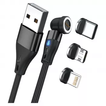 Cable USB RealPower MagneticCharge3 1m USB A negro