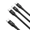 Cable USB Baseus Rapid 3 en 1 1,5 m USB-A USB-C/Micro USB-A/Lightning negro