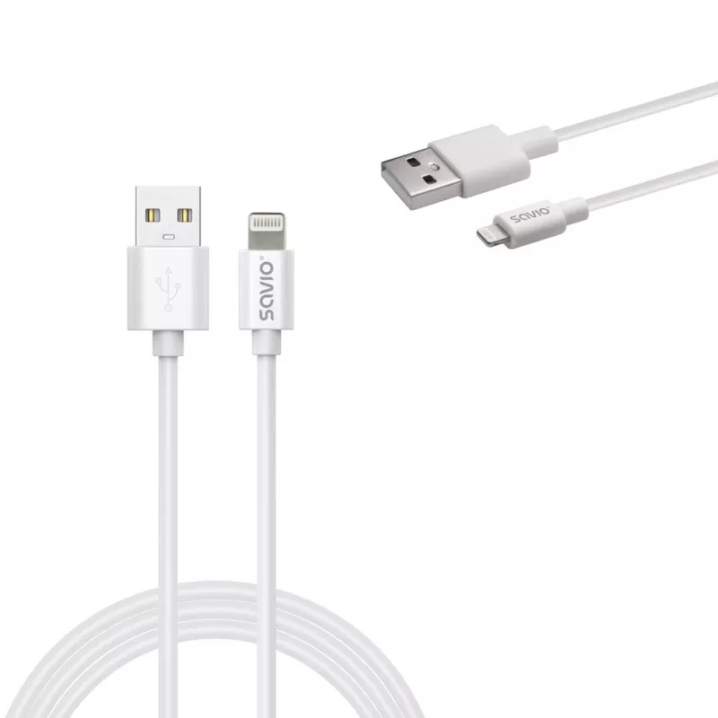 Savio Cl-193 cable USB USB 2.0 2 m USB A USB C/Lightning blanco