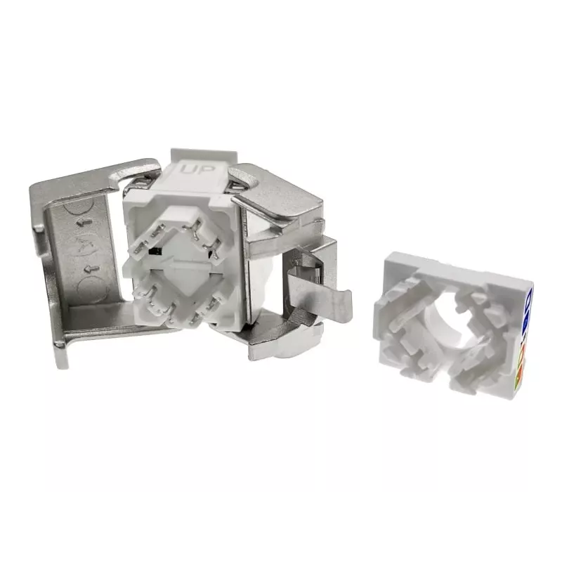Módulo keystone Alantec MB005-1 plano acero inoxidable RJ-45, conector hembra, Cat6a, AWG 22/24