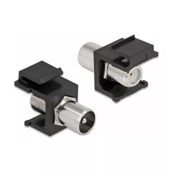 Módulo keystone conector macho IEC a conector hembra F negro DeLOCK 86857