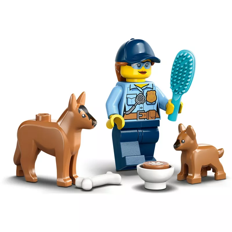LEGO Set de entrenamiento de perros policía móvil con perro policía y equipo de entrenamiento